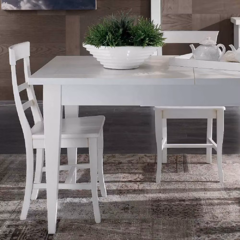 Tavolo da pranzo rettangolare shabby chic allungabile Mobili 2G bianco L: 160 cm, P: 90 cm, H: 80 cm – 4