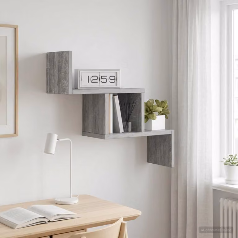 Scaffale da parete moderno vidaXL in finitura Sonoma grigio L: 48 cm, P: 15 cm, H: 42 cm