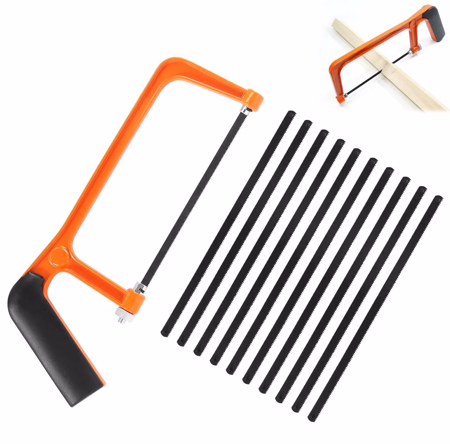Seghetto a archetto - Seghetto mini per metallo - 15 cm - Telaio in alluminio - 10 lame di ricambio