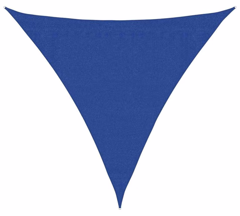 Telo in tessuto HDPE triangolare, colore blu, 160 g/m², dimensioni 3,6 x 3,6 x 3,6 metri