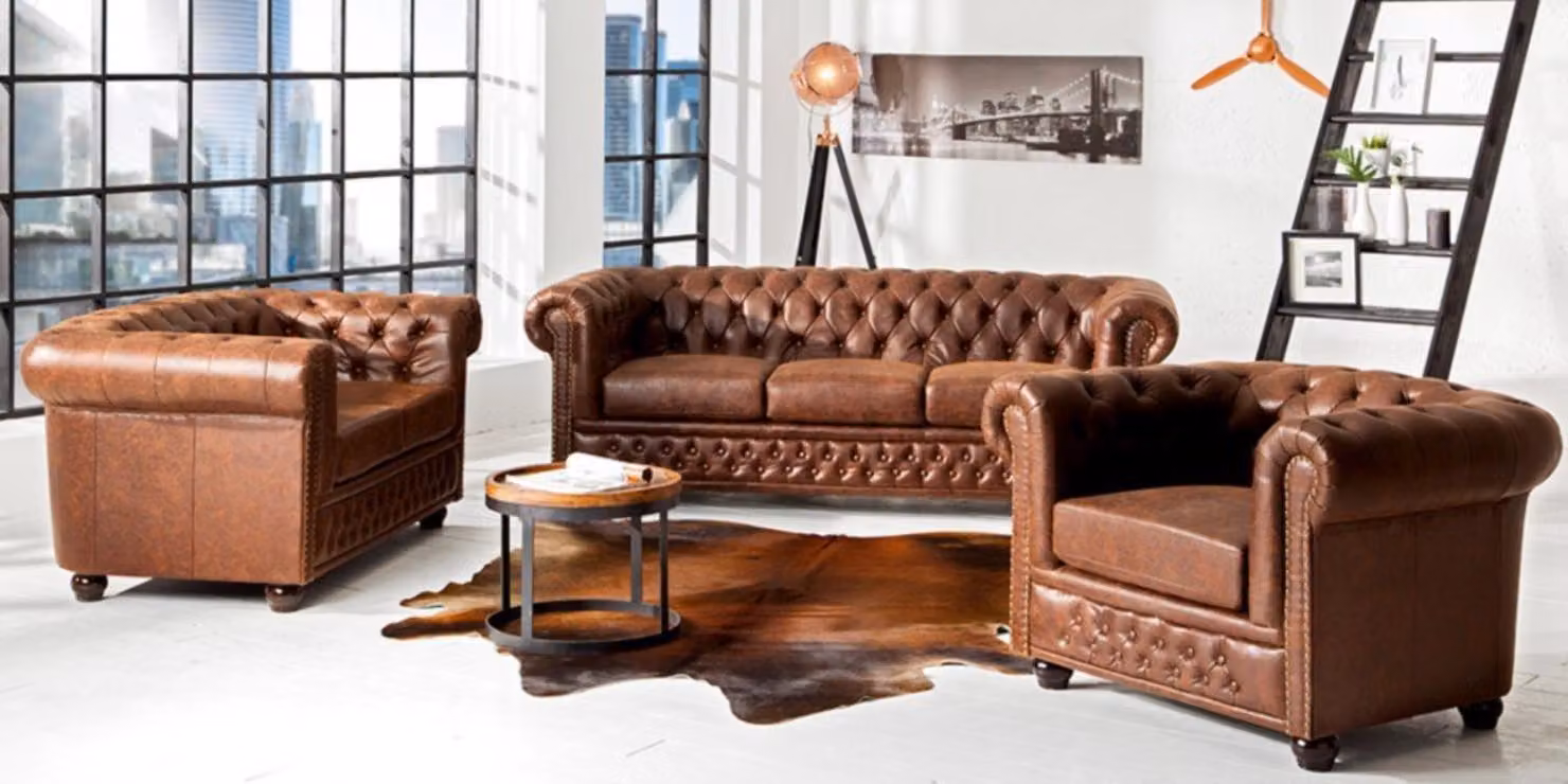 Sofagarnitur 3+2+1 Sitzer Set Design Sofas Polster Couchen Leder Relax Moderne