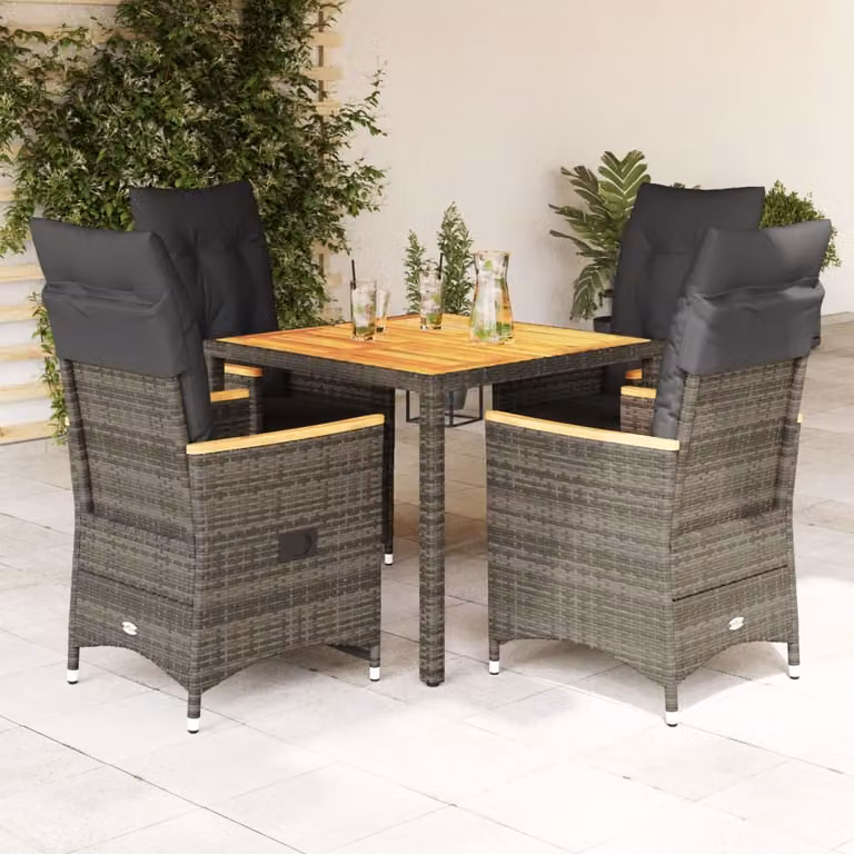 Maison Exclusive - Set da pranzo da giardino 5 pezzi con cuscini grigio in polyrattan