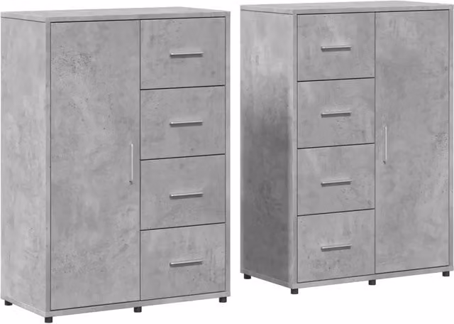 Credenze 2 pz | Madia | Buffet da pranzo | Armadio da pranzo Grigio Cemento 60x31x84 cm in Legno Multistrato