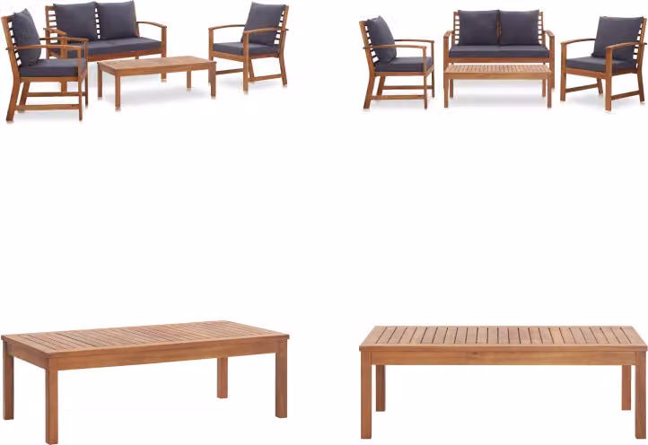 vidaXL Set salotto da giardino con cuscini 4 pezzi in legno massiccio di acacia - Set divano da giardino - Set divano da giardino - Set salotto da giardino - Set salotto da giardino