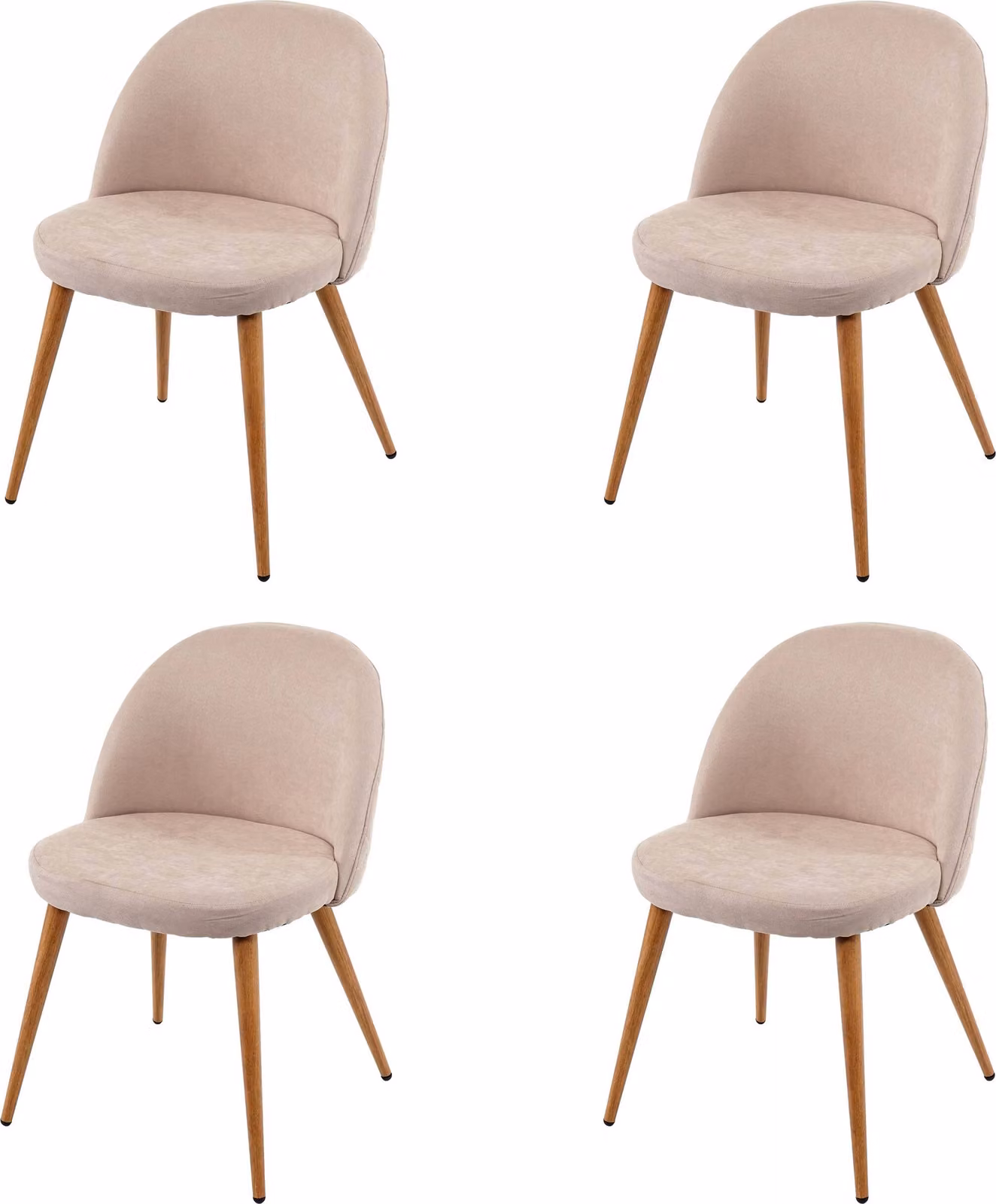Set da 4 sedie da sala da pranzo MCW-D53, sedie da cucina, design retrò anni '50, tessuto ~ beige