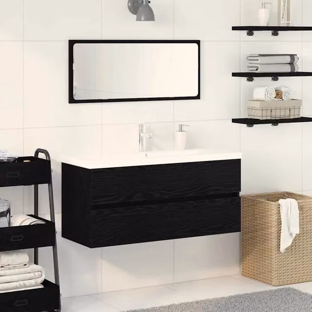 Armadio per Lavabo da Bagno Rovere Nero 100 x 39 x 62 cm 3333140