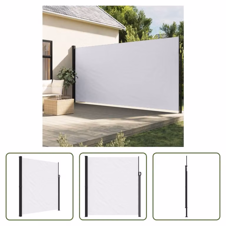 The Living Store Tenda laterale estensibile bianca 220x500 cm