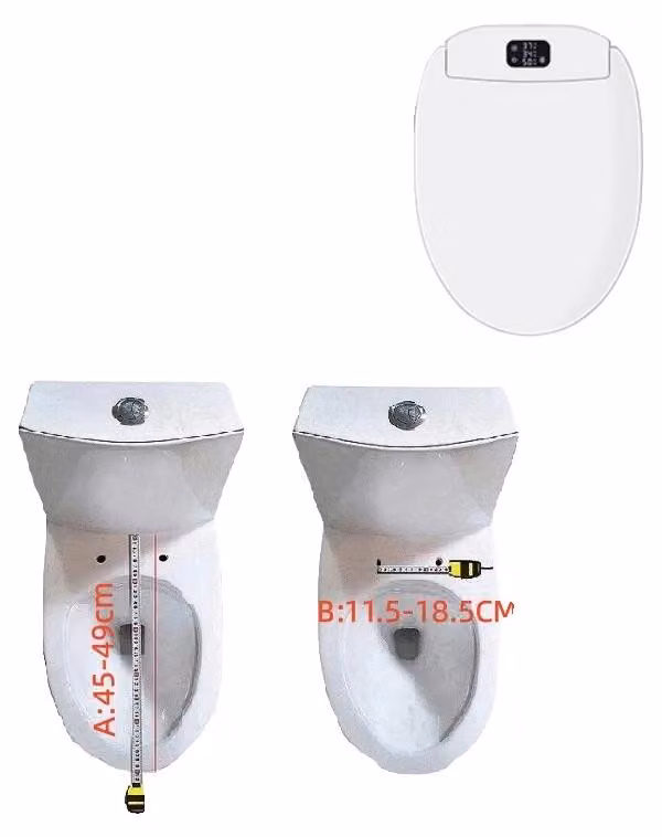 Sedile per bidet-wc, riscaldato, con acqua calda istantanea, modello corto da 480 mm, spina di tipo europeo