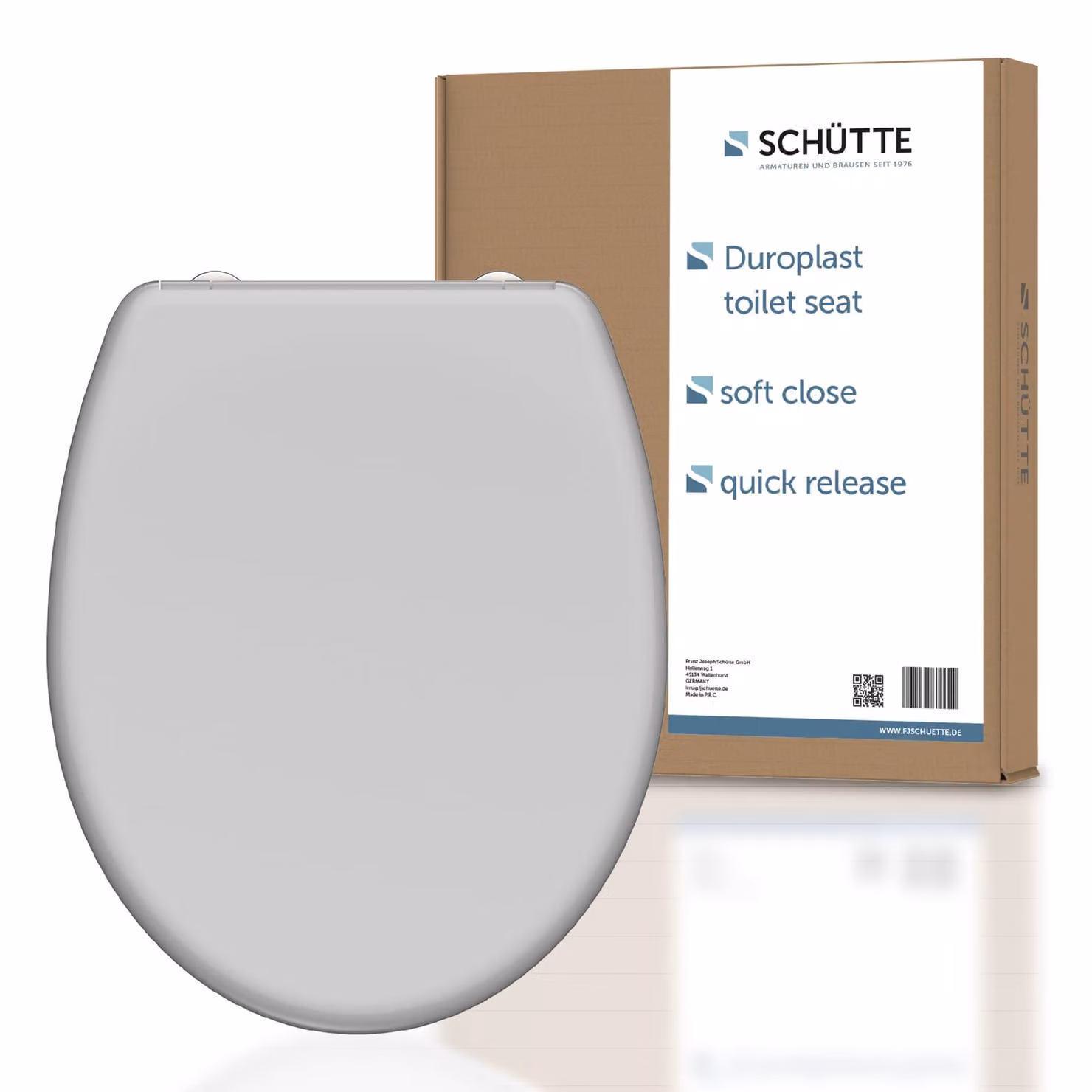 Sedile per WC SCHÜTTE Duroplast GRIGIO, sedile per WC a chiusura morbida con meccanismo di sgancio rapido