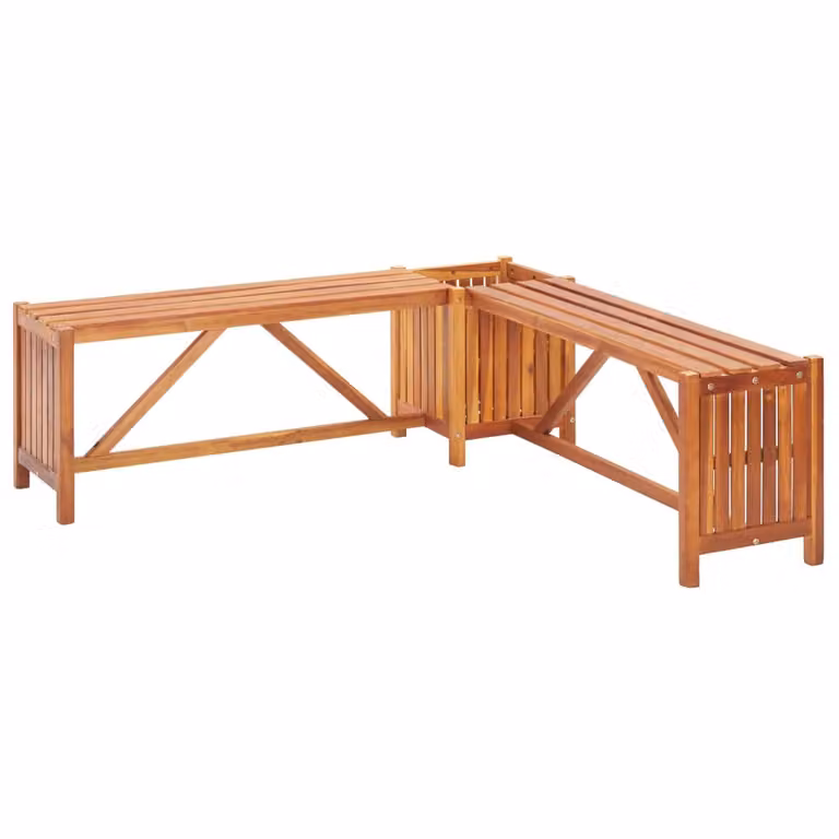 The Living Store Panca angolare da giardino con fioriera 117×117×40 cm in legno massiccio di acacia