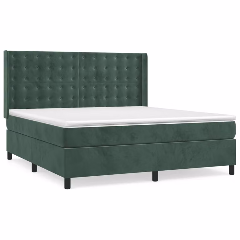 Giroletto a Molle con Materasso Verde Scuro 180x200 cm Velluto