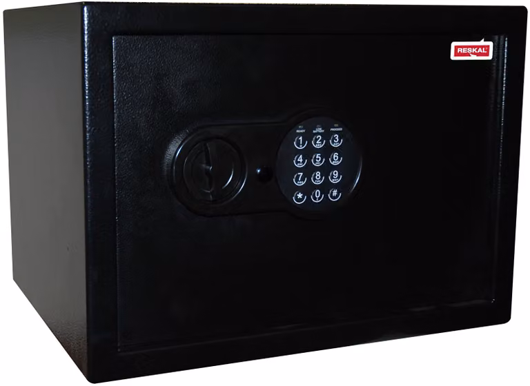 Cassaforte elettronica, dimensioni 310 x 430 x 350 mm, peso 13,5 kg, per la protezione di documenti e valori
