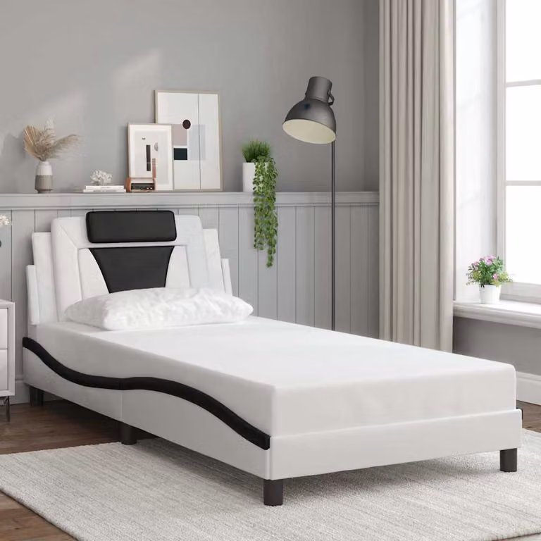 vidaXL Giroletto Viana senza Materasso in Similpelle Nero e Bianco 100x200 cm