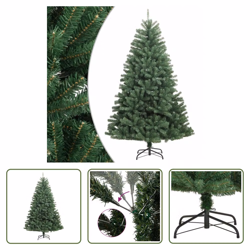 The Living Store Albero di Natale artificiale pieghevole con supporto verde 180 cm