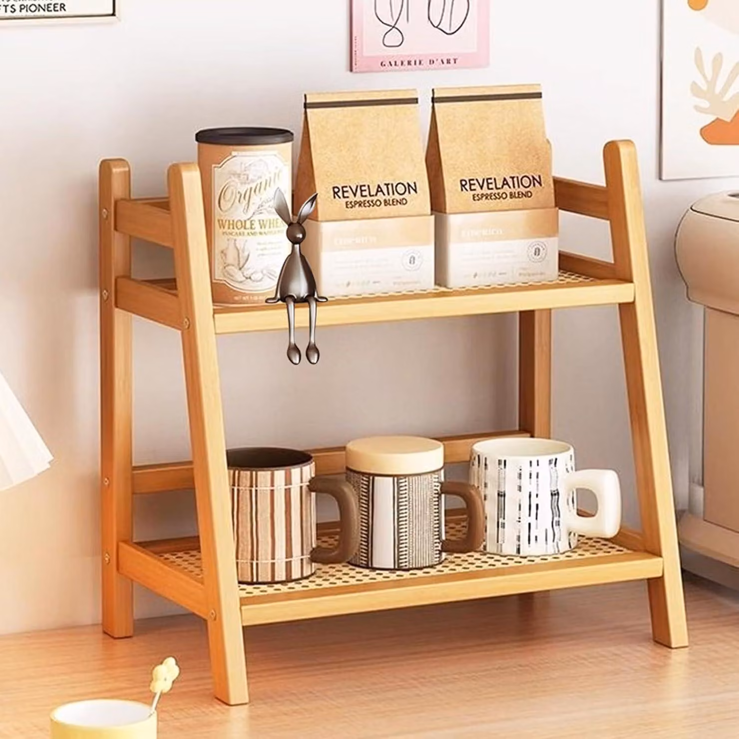 Organizzatore per cucina, in bambù con aspetto simile al rattan