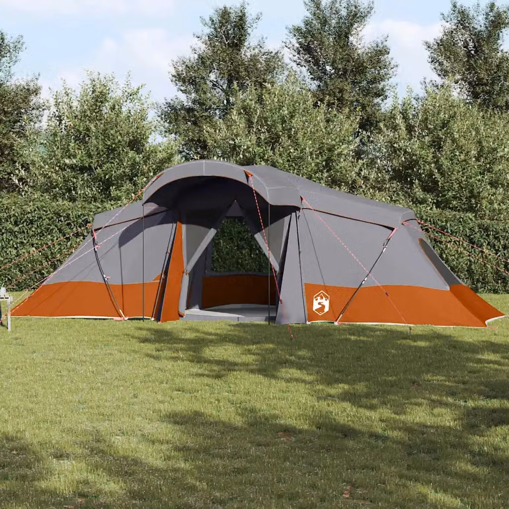 Tenda Familiare vidaXL per 6 persone, Grigio e Arancione