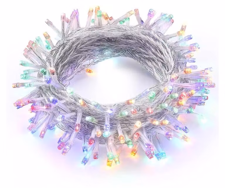 Catena luminosa da 3 metri, con luci RGBY, alimentata a batteria, versatile e ideale per la decorazione