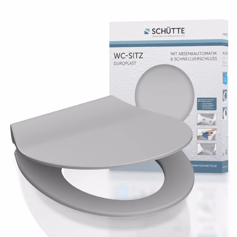 Copertura per WC Duroplast, modello Slim, colore grigio, con sistema di chiusura ammortizzata