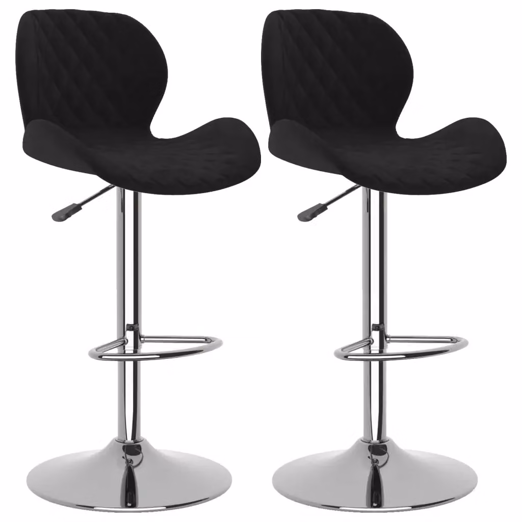 Set di 2 sgabelli da bar vidaXL in velluto nero con base girevole 360 gradi – 2