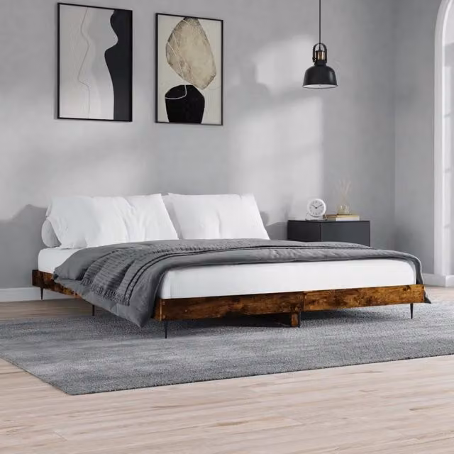 Giroletto senza materasso vidaXL in rovere fumo e metallo L/P: 200 x 200 cm