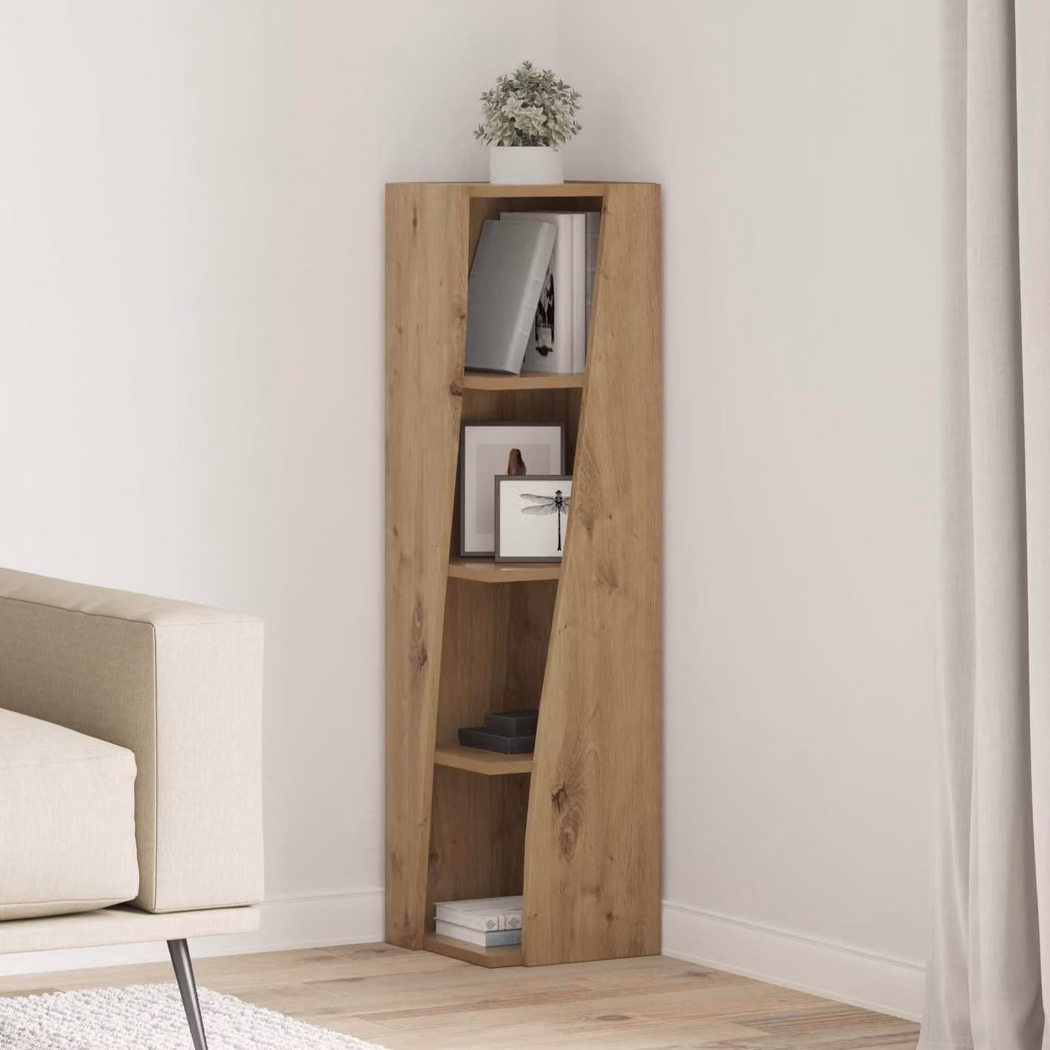 Divano angolare moderno in legno lavorato