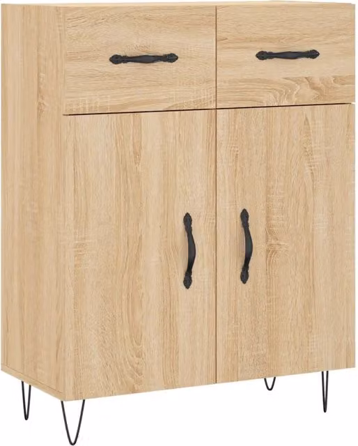 Credenza Buffet da pranzo in Legno Multistrato Rovere Sonoma Marrone L: 69,5 cm, P: 34 cm, H: 90 cm – 1