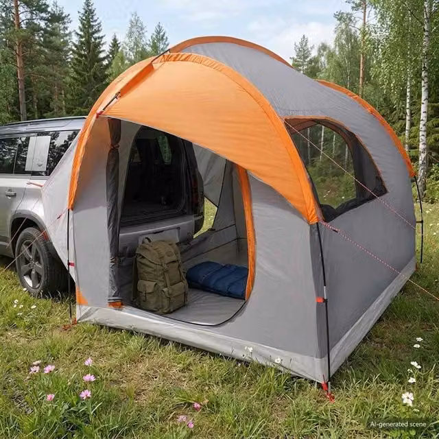 Tenda da auto Grigio e arancione 3 persone Poliestere e Acciaio 42028537
