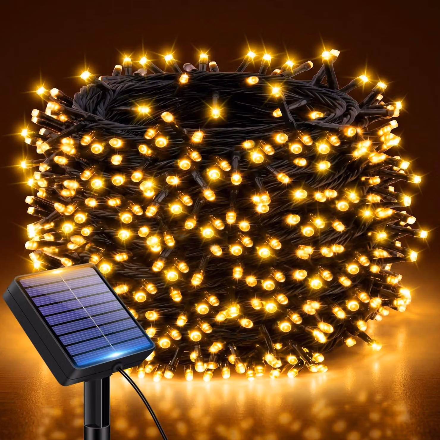 Catena luminosa solare - Esterno - 14 m - 120 LED bianco caldo - Impermeabile IP65 - Per giardino e balcone