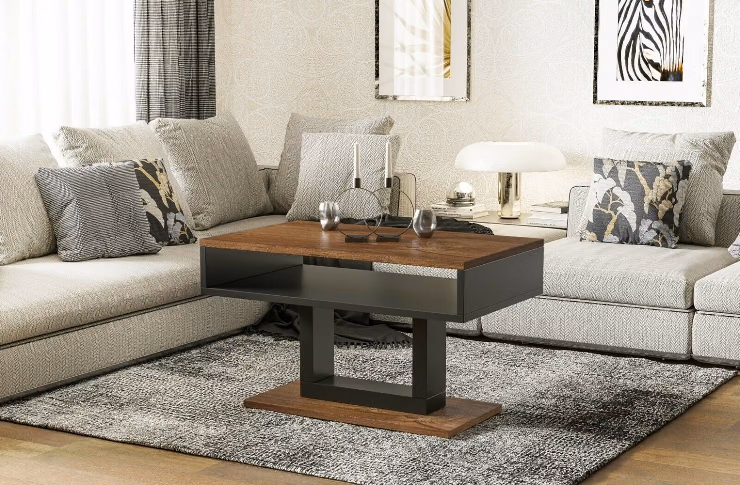 Endo-Möbel tavolino da salotto Tilo 110x60x58 cm con ripiano (rovere Stirling)