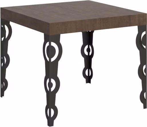 Tavolo da pranzo allungabile Karamay moderno in legno e metallo marrone L/P/H: 90-246 x 90 x 77 cm – 1