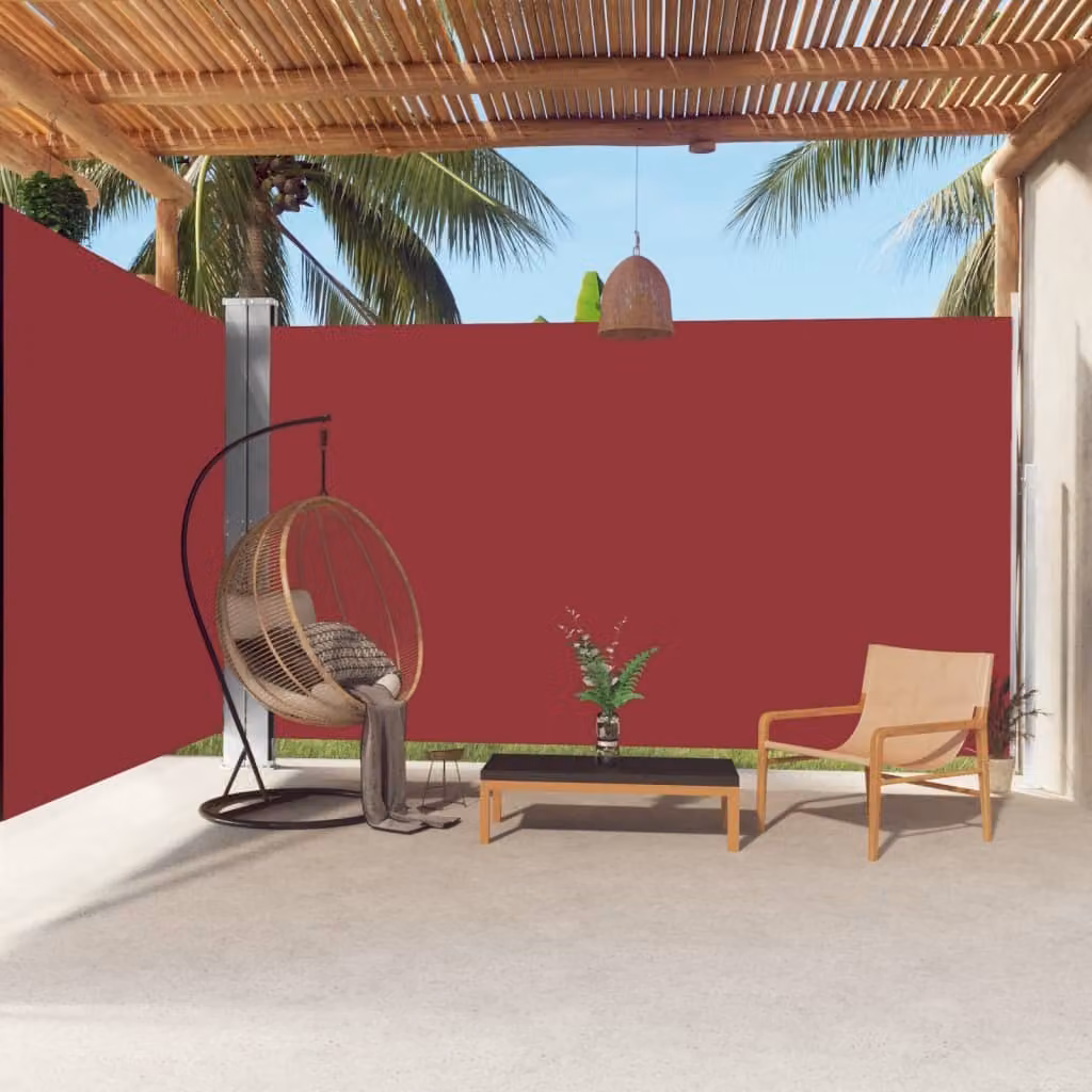 The Living Store Tenda laterale estensibile rossa 220x600 cm