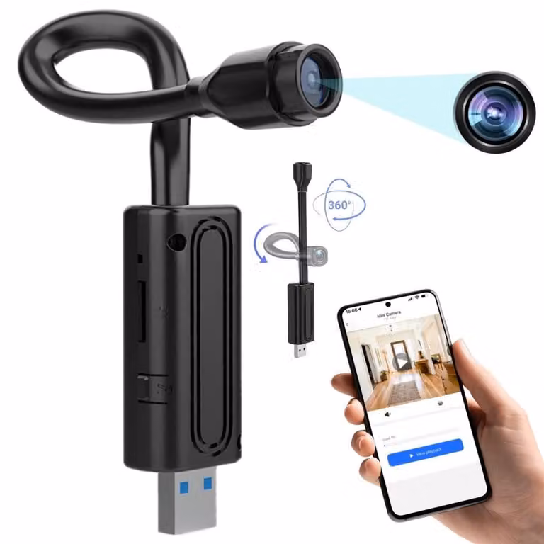 Mini Telecamera iUni W720, Wi-Fi, Visualizzazione HD, Sensore di movimento, Slot per scheda microSD