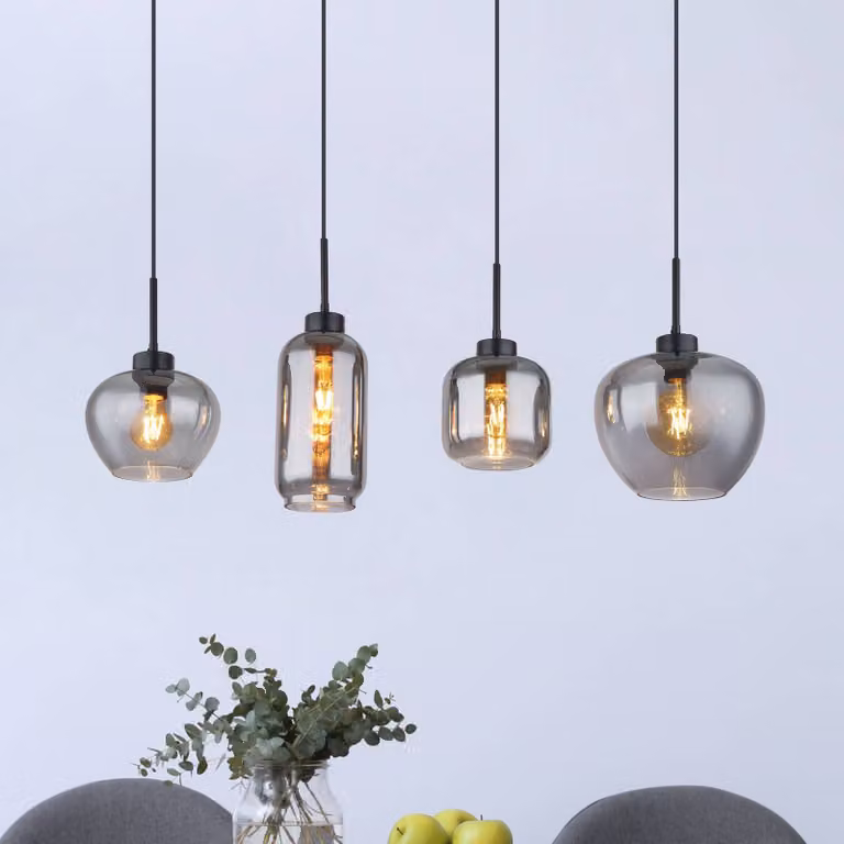 Globo Lampada a sospensione Matt, dimmerabile, Alluminio / Grigio / Zincato, Soggiorno / Sala da pranzo, Vetro, Lampada a sospensione