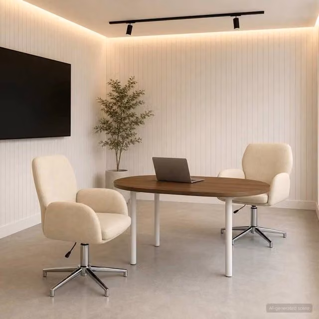 Set di 2 sedie da scrivania girevoli vidaXL in tessuto beige con braccioli, L/P/H: 54 x 58 x 90 cm – 1
