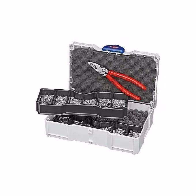Set assortimento per crimpare terminali Knipex 97 90 05 con pinza in valigetta TANOS MINI-systainer, 1401 pezzi, Rosso – 2