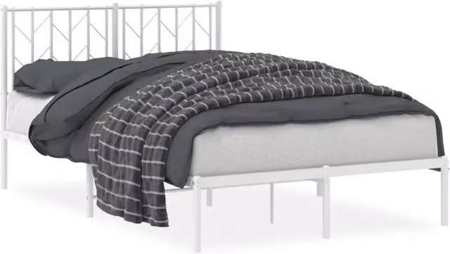 Letto matrimoniale | Letto per adulti | Giroletto con Testiera Metallo Bianco 120x190 cm