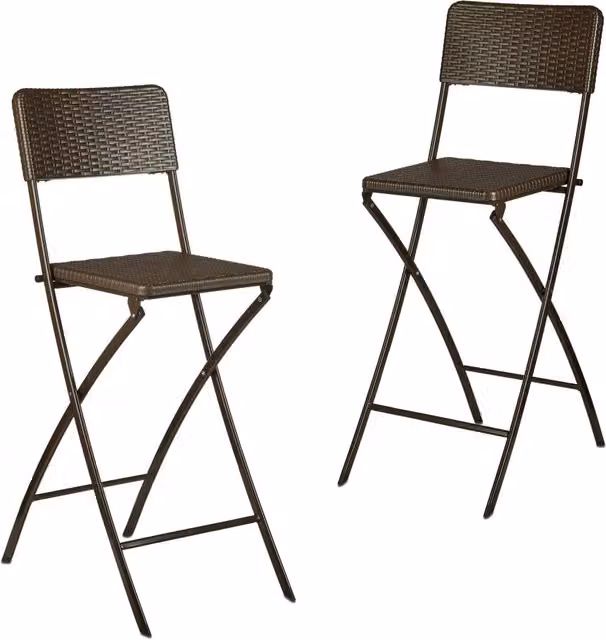 Set di 2 sedie da bar pieghevoli da giardino 115 x 44 x 63 cm comode e resistenti alle intemperie in plastica nera 13_0005917