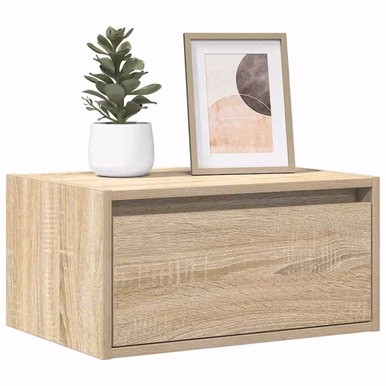 Comodino da parete con luci LED vidaXL in Rovere Sonoma marrone