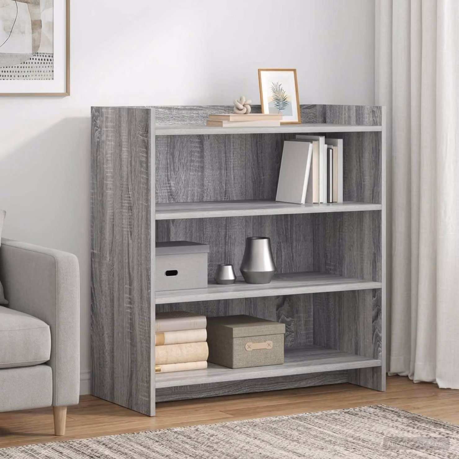 Credenza moderna vidaXL in legno ingegnerizzato grigio L 75 cm, P 36 cm, H 80 cm