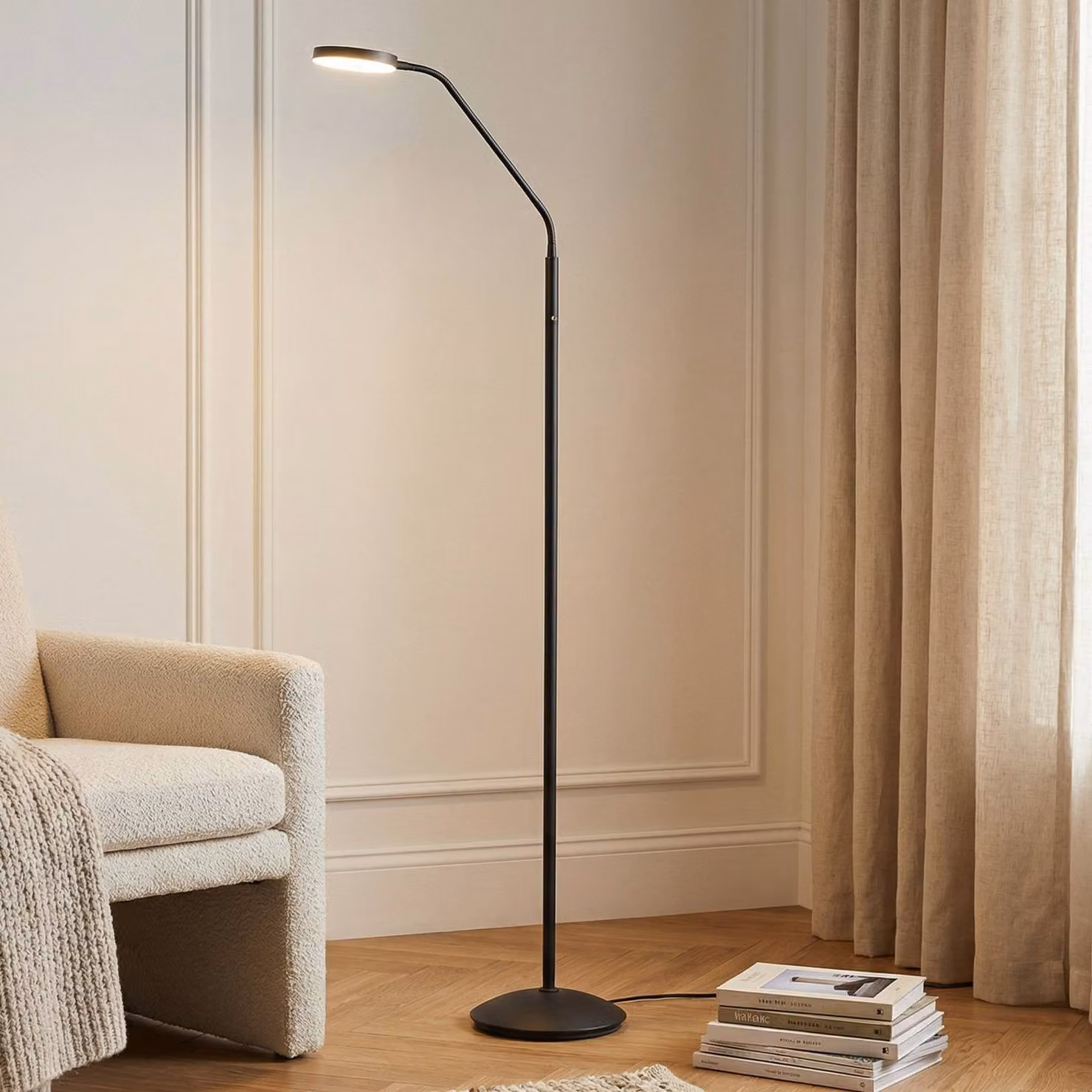 Lampada da terra a LED Elvyn Lindby, dimmerabile, Nero, Soggiorno / Sala da pranzo, Metallo, Moderno, Lampada LED da terra