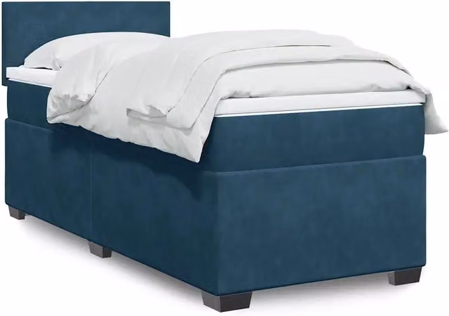 Giroletto a Molle con Materasso Blu Scuro 90x190 cm in Velluto 3286184