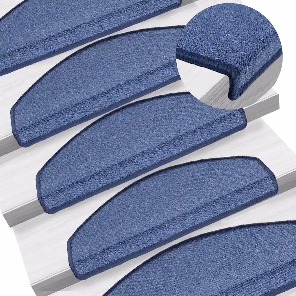 Set di 15 tappetini per scale semicircolari vidaXL, colore blu, L: 65 cm, P: 24 cm, H: 4 cm, in polipropilene autoadesivi e fonoassorbenti