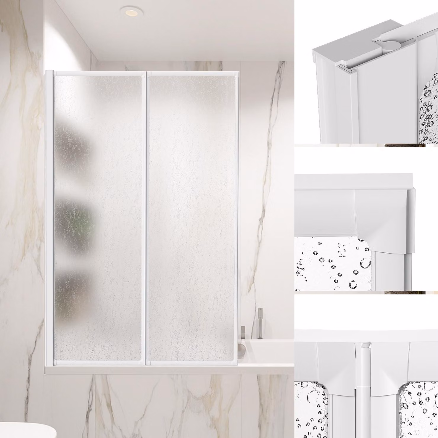 Jayseuw Box doccia 100x140 cm Parete pieghevole per vasca da bagno, telaio bianco, parete doccia, accessorio per vasca da bagno, box doccia