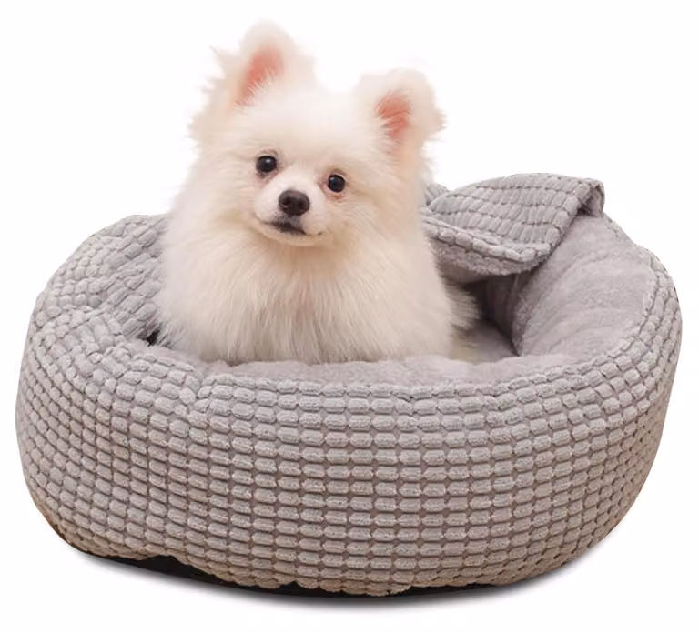 Cuccia a forma di ciambella in peluche, adatta a cani di piccola e media taglia