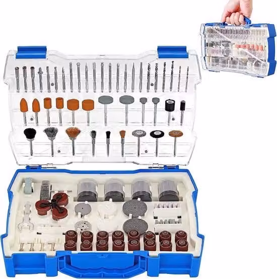 Set di accessori multifunzionale da 365 pezzi in acciaio inossidabile multicolore con tasca per tagliare, lucidare, levigare, perforare e incidere