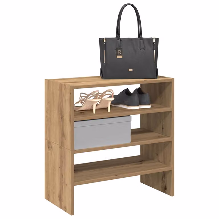 Set di 2 scarpiere impilabili vidaXL in legno color rovere marrone opaco, L: 60 cm, P: 30 cm, H: 30,5 cm