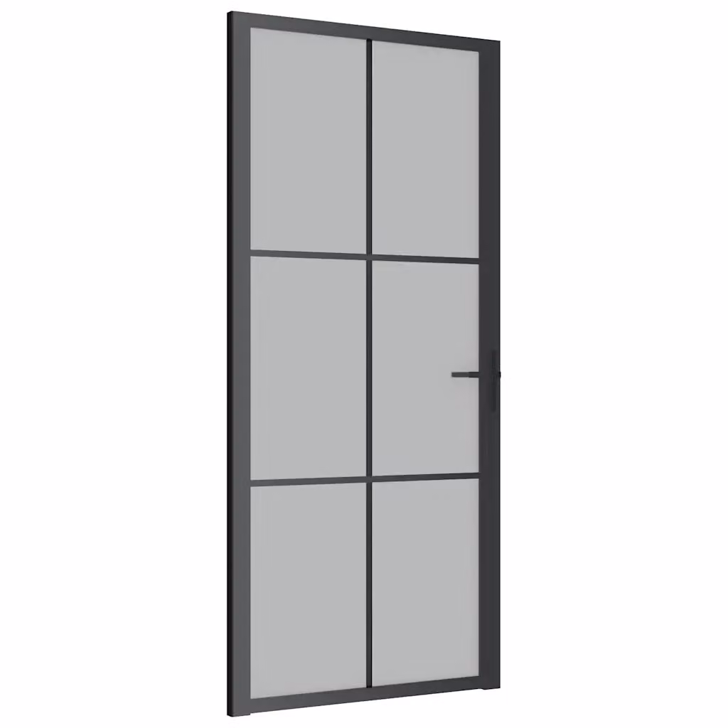 Porta interna moderna vidaXL in alluminio e vetro trasparente, colore nero, L: 93,0 cm, H: 201,5 cm – 2
