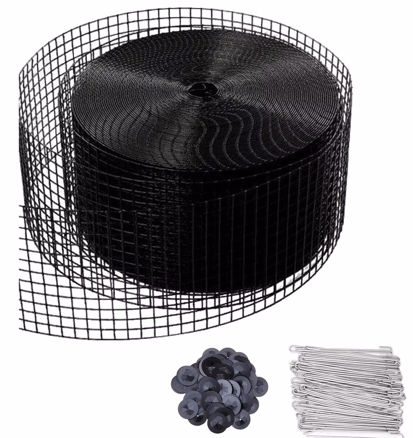 Griglia di protezione per pannelli solari, dimensioni 30 m x 15 cm, rivestita in PVC, colore nero