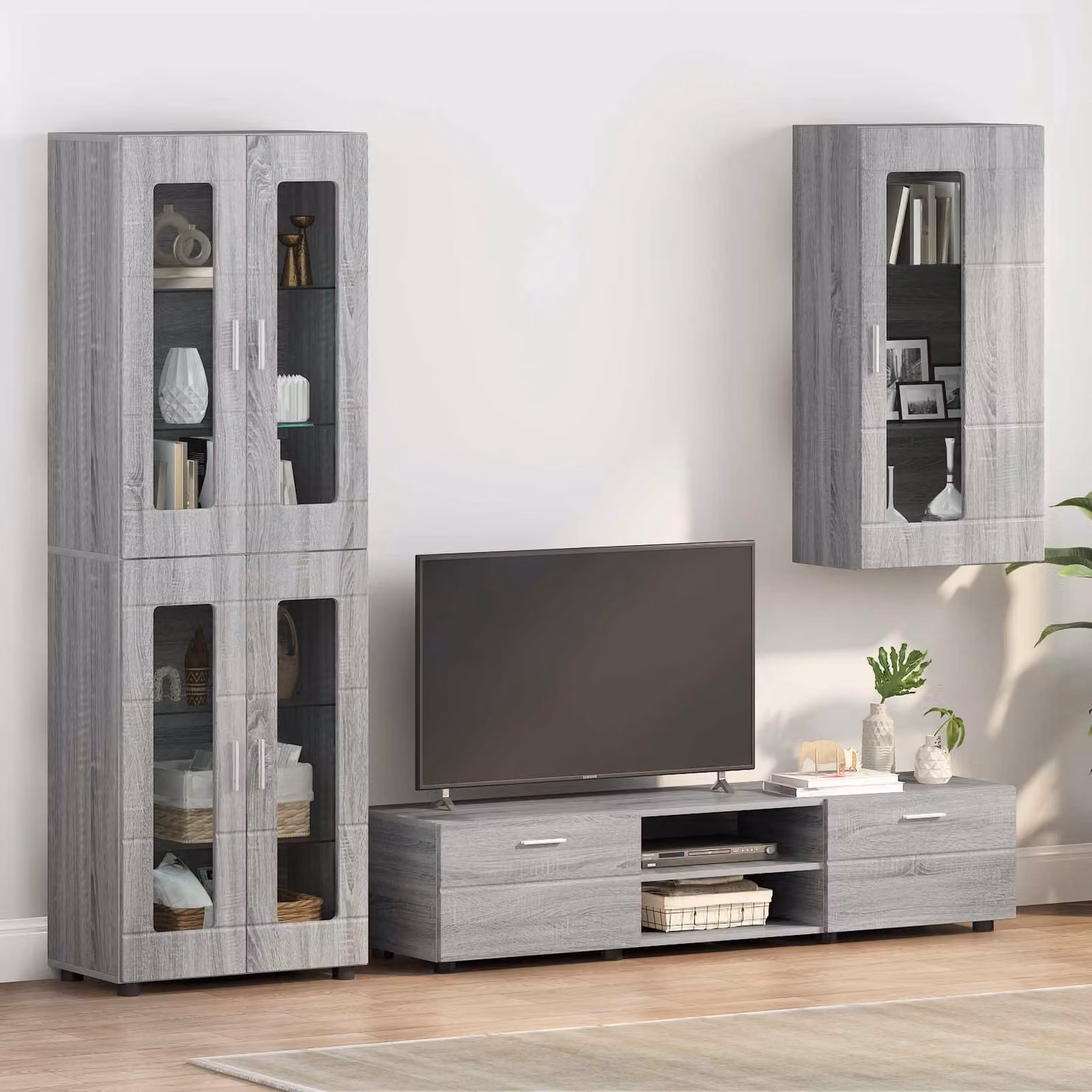 Armadio moderno vidaXL in legno MDF Grigio Sonoma con ante a battente e ripiani interni