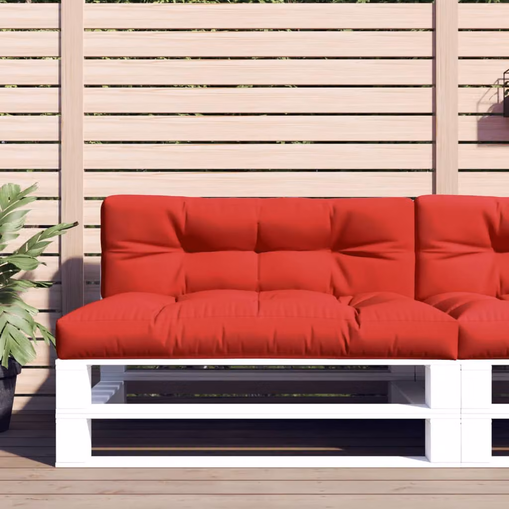 Set di 2 cuscini per pallet vidaXL rossi in poliestere idrorepellente e resistente ai raggi UV, forma rettangolare L: 120 cm, P: 120 cm, H: 12 cm